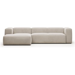 Kave Home - 3-zitsbank Blok beige met chaise longue links 300 cm