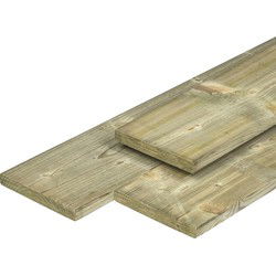 Midden-Europees grenen tuinplank gedroogd, groen geimpregneerd, geschaafd 4rh 1,5 x 14,0 x 300 cm Tuindeco