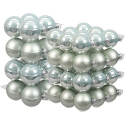 52x stuks glazen kerstballen mintgroen (oyster grey) 6 en 8 cm mat/glans - Kerstbal