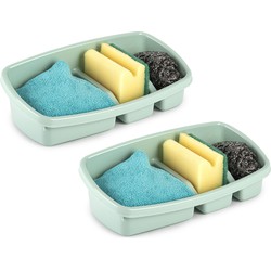 2x stuks keuken spons/doekjes houders 26 x 14 cm mintgroen - Keukenhulphouders