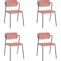 Mica Decorations Nanet Eetkamerstoel - Set van 4 - Roze
