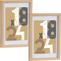 2x stuks houten fotolijst bruin geschikt voor een foto van 18 x 24 cm of 21 x 30 cm - Fotolijsten