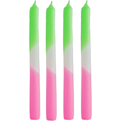 Tapers - Dipdye - Wax- Green/White/Pink - S4