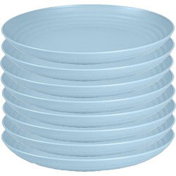 PlasticForte Rond bord/camping bord - 8x - D22 cm - ijsblauw - kunststof - Dinerborden
