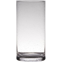 Transparante home-basics cylinder vorm vaas/vazen van bubbel glas 30 x 15 cm - Vazen