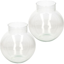 2x stuks transparante ronde vissenkom vaas/vazen van glas 23 x 23 cm - Vazen