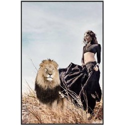 PTMD Wandpaneel Lion Queen - 80x3x120 cm - Glas - Multi