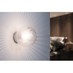 Groenovatie Glazen Wandlamp Geribbeld, Rond, E27 Fitting, Ø 230 mm, Transparant