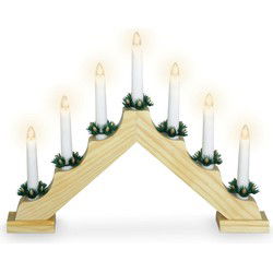 2 stuks - Kaarsenbrug hout 7 led naturel