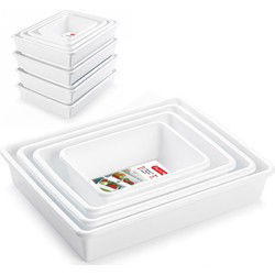 Forte Plastics Opslagbakjes - 4 st - in verschillende maten - wit - Opbergbox