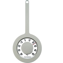 Binnen/buiten ronde thermometers grijs van aluminium 16 cm met zuignap - Buitenthermometers