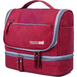 Decopatent® Ophangbare Toilettas met Haak - Dames & Heren - Travel bag Organizer - Waterdichte Reis tas - Mannen & Vrouwen - Rood