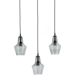 Hanglamp Orion Glas, 3-lamps - Zwart