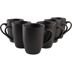 OTIX Koffiekopjes - met Oor - Set van 6 - Koffietassen - Koffiemokken - Mat - Zwart - 340ml - ECLIPSE
