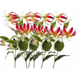 6x Kunstplanten Gloriosa/klimlelie 75 cm decoratie - Kunstbloemen