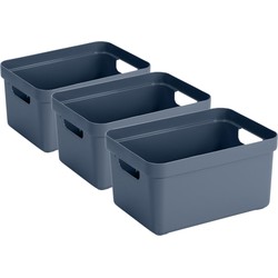 6x stuks donkerblauwe opbergboxen/opbergmanden 5 liter kunststof - Opbergbox