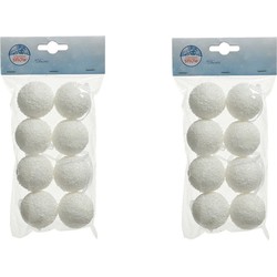 24x Witte sneeuwballen/sneeuwbollen 4 cm - Decoratiesneeuw