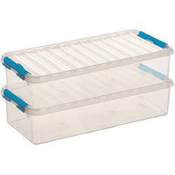 Sunware opbergbox - 2x - transparant - 6.5L - 48 x 19 x 10 cm - Opbergbox