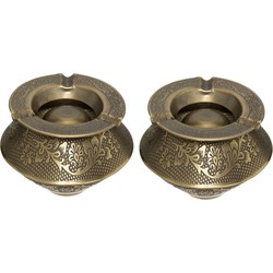 Set van 2x stuks terras asbakken/stormasbakken rond ijzer 12 x 8 cm goud - Asbakken