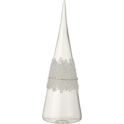  J-Line Decoratie Kerstkegel Glas Suiker Transparant - Small