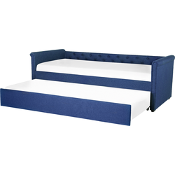 Beliani LIBOURNE - Onderschuifbed-Blauw-Polyester