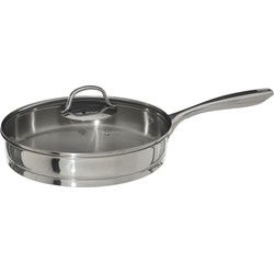 PFAS Vrij Dubbelwandige RVS Hapjespan met deksel 28 cm - Zilver