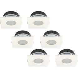 Groenovatie Inbouwspot, Vierkant, Waterdicht IP44, Mat Wit, 6-Pack