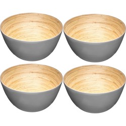 Set van 8x stuks Slakommetjes/serveer schaaltjes - bamboe - D17 cm - Saladeschalen