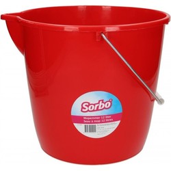 Sorbo mop/schoonmaak emmer - rood - 12 liter - met maataanduiding - Emmers