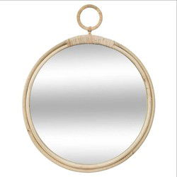 Atmosphera Wandspiegel - rond - rotan - beige - 38 cm - Spiegels