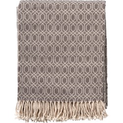 Dutch Decor ELODIE - Plaid 140x180 cm - deken met geometrich patroon en franjes - Charcoal Gray - multicolor - Dutch Decor