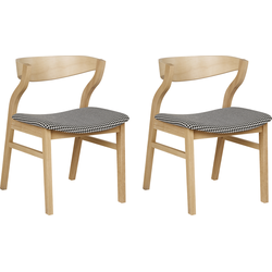 Beliani MAROA - Eetkamerstoel-Lichte houtkleur-Multiplex, Rubberhout, Polyester