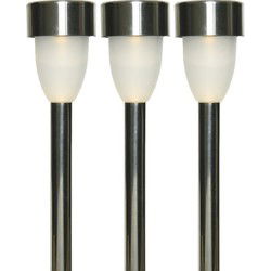 Tuinlamp LED solar - 4x - warm wit - RVS/kunststof - 26 cm - type Nova - Prikspotjes
