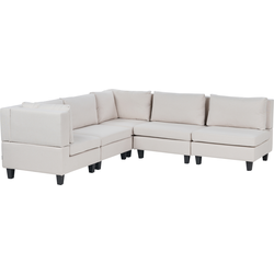 UNSTAD - 5-zitsbank modulair - Lichtbeige - Rechtszijdig -  Polyester