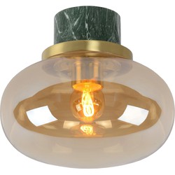 Lorenzo IP44 marmer plafondlamp met amber glas 1x E27 voor badkamer