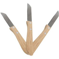 Keukenmesjes/aardappelschilmesjes - 6x stuks - hout/rvs - bruin - 17 cm - Schilmessen