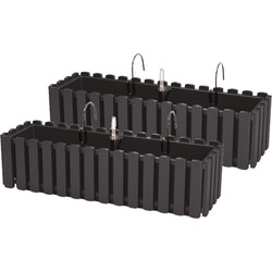 Prosperplast Plantenbak - 2x - kunststof - 58 cm - hout bruin - Plantenpotten