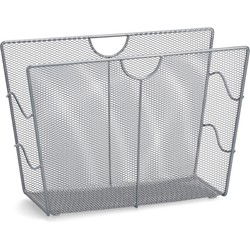 Zeller tijdschriftenhouder - zilver - 39 x 27 cm - metaal - tijdschriftenrek