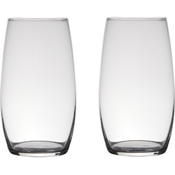 Bloemenvaas - Set van 2x stuks - glas - 25 x 14 cm - rond model- boeketvaas - 3 liter - Vazen