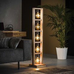 Hoyz - Vloerlamp Industrieel - 5 Lampen - Modulo - Houten Frame