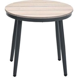 Margriet bijzettafel - Ø50 cm - carbon black - light teak vironwood