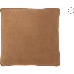 J-line - Kussen Geweefd Leder Camel - 45x45x7cm