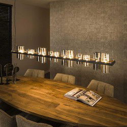 Hoyz Collection - Hanglamp 14L Cylinder Mixed Glass  (G9) - Artic Zwart