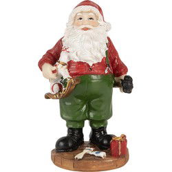 Clayre & Eef Kerstdecoratie Beeld Kerstman Rood Kunststof