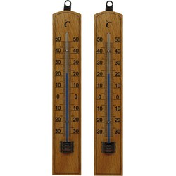 Lifetime Garden 2x stuks thermometer voor buiten hout 20 x 4 cm - Buitenthermometers
