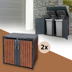 Afvalbox voor 4 afvalemmers tot 240 liter antraciet/roest-look staal/cortenstaal ML design
