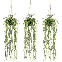 3x Groene ficus pumila kunstplanten 60 cm met pot - Kunstplanten