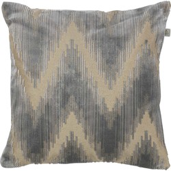 Dutch Decor LIVARO - Kussenhoes 45x45 cm - grijs - mist - zilvergrijs - beige - velvet - zigzag - Dutch Decor