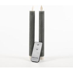 Anna Collection LED dinerkaarsen - 2x - grijs - 23 cm - LED kaarsen