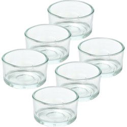 6x Glazen kaarsenhouders voor theelichtjes/waxinelichtjes 4,2 x 3 cm - Waxinelichtjeshouders